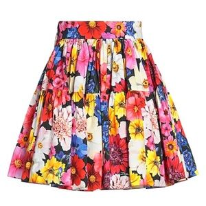 Dolce & Gabbana Red and Yellow Mini Skater Skirt